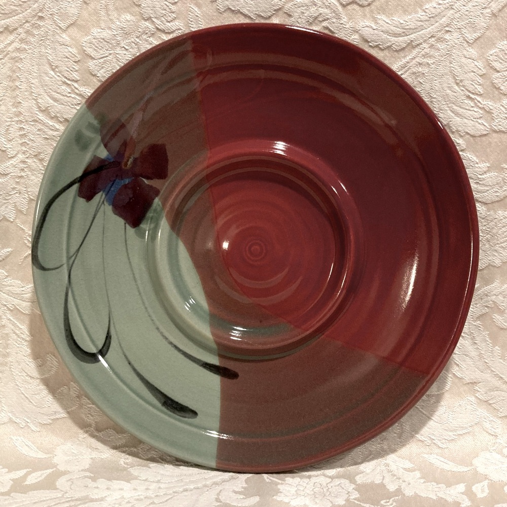 Folette handmade pottery 10” Round Platter with center well